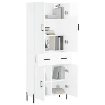 Highboard High Gloss White 69.5x34x180 cm - Stylish Storage