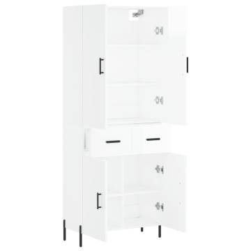 Highboard High Gloss White 69.5x34x180 cm - Stylish Storage