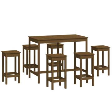 7 Piece Honey Brown Solid Pine Bar Set | Hipomarket