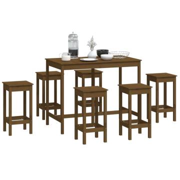 7 Piece Honey Brown Solid Pine Bar Set | Hipomarket