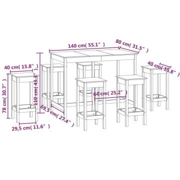 7 Piece Honey Brown Solid Pine Bar Set | Hipomarket