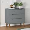 Drawer Cabinet MOLDE Grey 80x40x80 cm Solid Wood Pine Colour grey Quantity in Package 1 