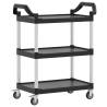 3-Tier Trolley Black - Durable Aluminium Kitchen Cart | HipoMarket