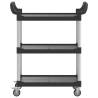 3-Tier Trolley Black - Durable Aluminium Kitchen Cart | HipoMarket