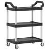 3-Tier Trolley Black - Durable Aluminium Kitchen Cart | HipoMarket