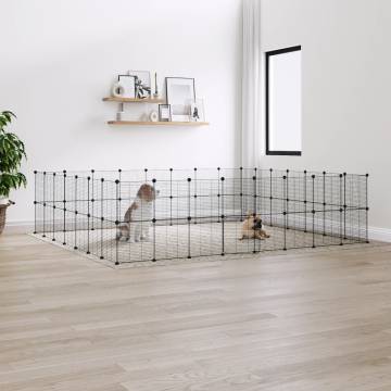 60-Panel Black Pet Cage - Safe & Spacious 35x35 cm Steel