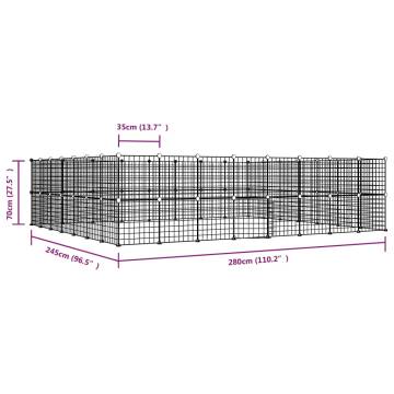 60-Panel Black Pet Cage - Safe & Spacious 35x35 cm Steel