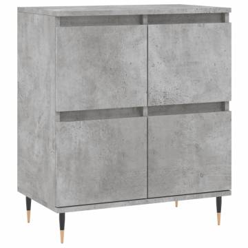 Stylish Concrete Grey Sideboard - Durable Engineered Wood