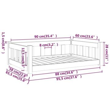 Dog Bed White 95.5x65.5 cm - Solid Wood Pine | HiPo Market