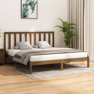 Solid Wood Pine Bed Frame - Honey Brown 200x200 cm