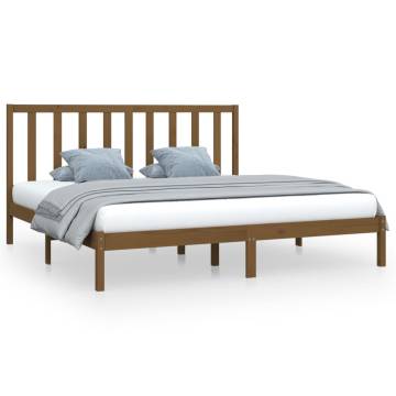 Solid Wood Pine Bed Frame - Honey Brown 200x200 cm