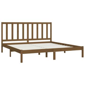 Solid Wood Pine Bed Frame - Honey Brown 200x200 cm