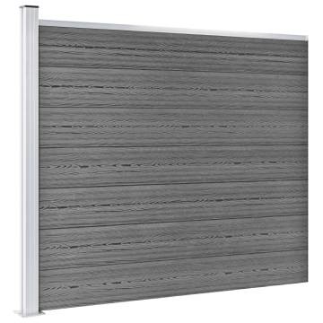 Fence Panel Set WPC 699x146 cm Grey | Durable & Easy Install