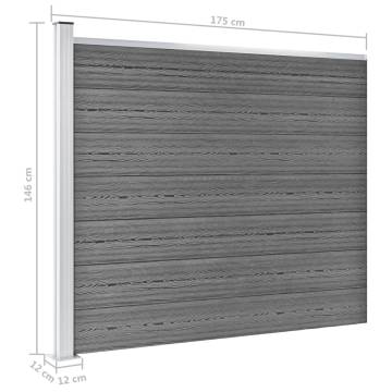 Fence Panel Set WPC 699x146 cm Grey | Durable & Easy Install