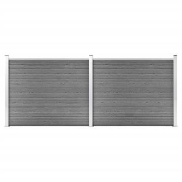 Fence Panel Set WPC 353x146 cm Grey - Durable Garden Barrier