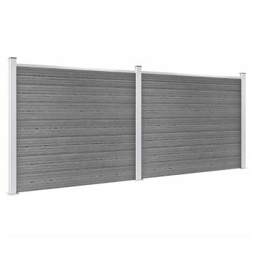 Fence Panel Set WPC 353x146 cm Grey - Durable Garden Barrier