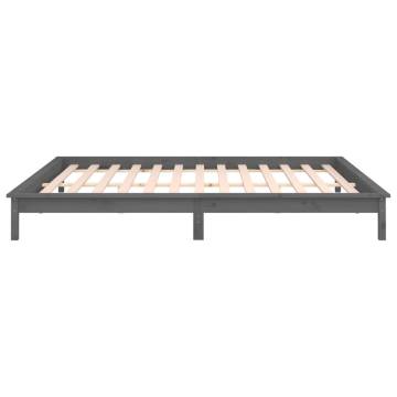 LED Bed Frame Grey 140x190 cm - Solid Wood & Stylish Design