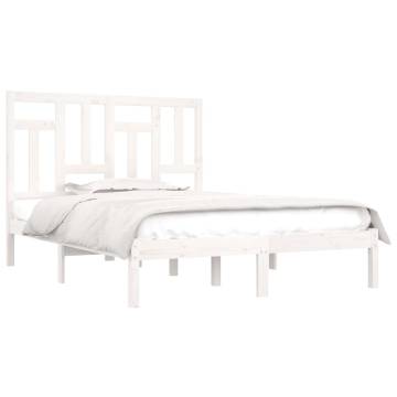 Stylish White Solid Pine Bed Frame 200x200 cm | HipoMarket