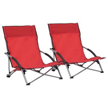 Folding Beach Chairs 2 pcs Red Fabric - Comfortable & Durable