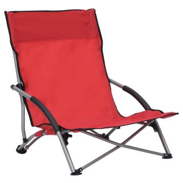 Folding Beach Chairs 2 pcs Red Fabric - Comfortable & Durable