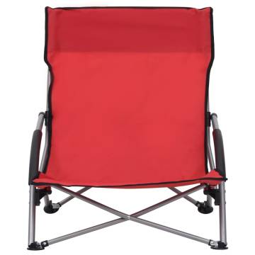 Folding Beach Chairs 2 pcs Red Fabric - Comfortable & Durable