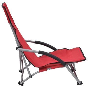 Folding Beach Chairs 2 pcs Red Fabric - Comfortable & Durable