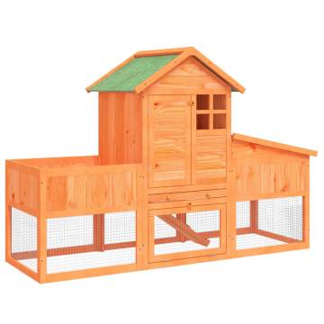 Rabbit Hutch Brown 170x63x113 cm - Solid Pine Wood