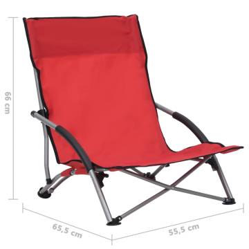 Folding Beach Chairs 2 pcs Red Fabric - Comfortable & Durable