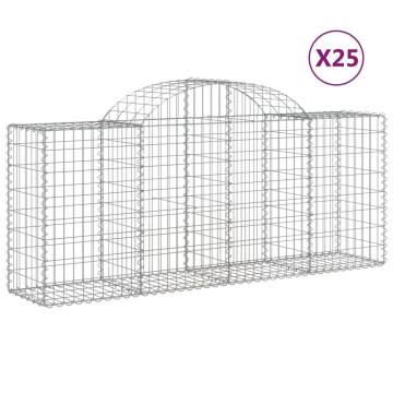 Arched Gabion Baskets - 25 pcs Galvanised Iron | HipoMarket