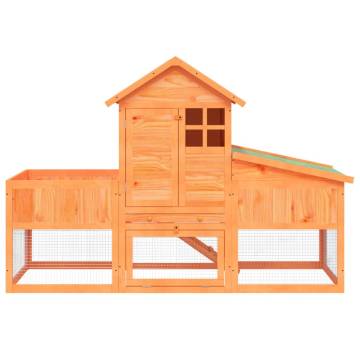 Rabbit Hutch Brown 170x63x113 cm - Solid Pine Wood