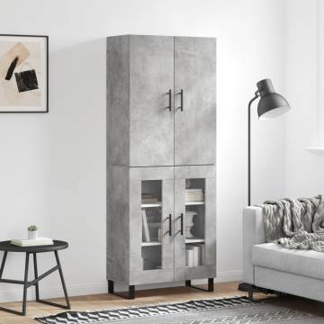 Stylish Highboard in Concrete Grey | Engineered Wood Storage