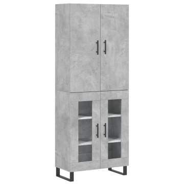 Stylish Highboard in Concrete Grey | Engineered Wood Storage