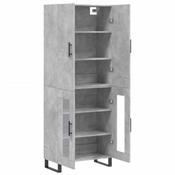 Stylish Highboard in Concrete Grey | Engineered Wood Storage