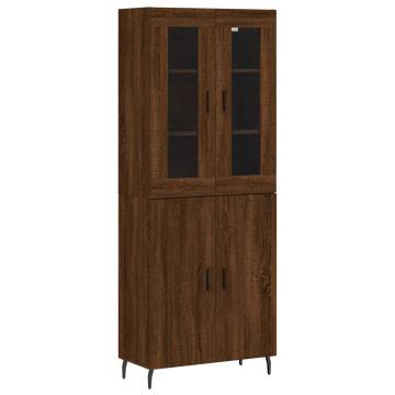 Stylish Highboard Brown Oak - 69.5x34x180 cm | Hipo Market