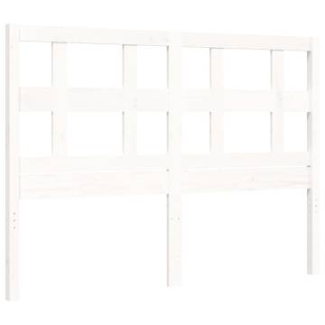 White Double Bed Frame with Headboard | Solid Pine Wood