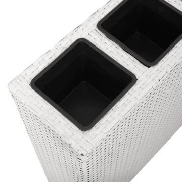 Garden Raised Bed with 4 Pots - White Poly Rattan | Hipo Market