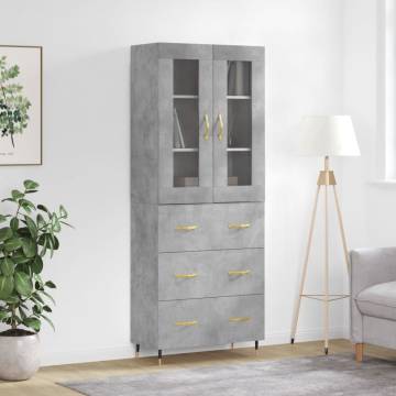 Stylish Highboard Concrete Grey - 69.5x34x180 cm | Hipo Market