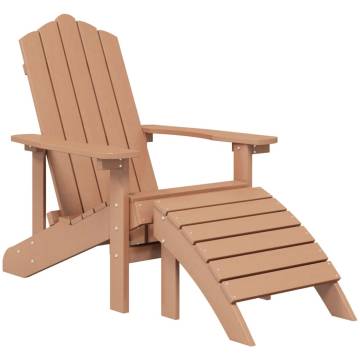 Garden Adirondack Chairs with Footstool & Table - HDPE Brown