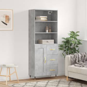 Stylish Highboard Concrete Grey - 69.5x34x180 cm | HipoMarket