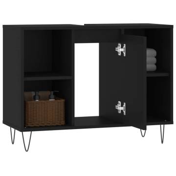 Stylish Black Bathroom Cabinet | 80x33x60 cm | HipoMarket