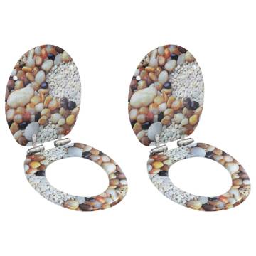 Soft Close WC Toilet Seats 2 pcs - MDF Pebbles Design