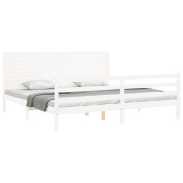 White Super King Size Bed Frame with Headboard - Hipomarket UK