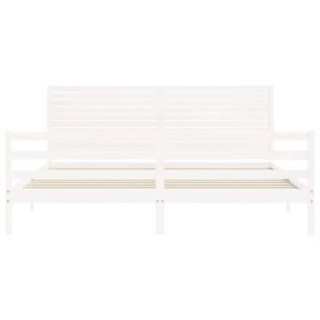 White Super King Size Bed Frame with Headboard - Hipomarket UK