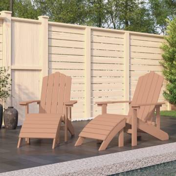 Garden Adirondack Chairs Set with Footstools - HDPE Brown