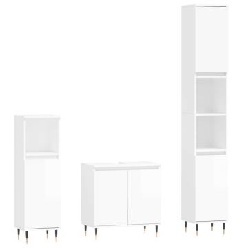 3 Piece Bathroom Cabinet Set - High Gloss White