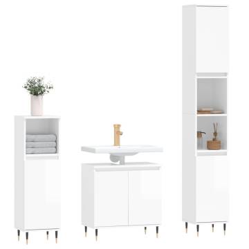 3 Piece Bathroom Cabinet Set - High Gloss White