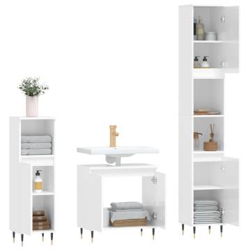 3 Piece Bathroom Cabinet Set - High Gloss White