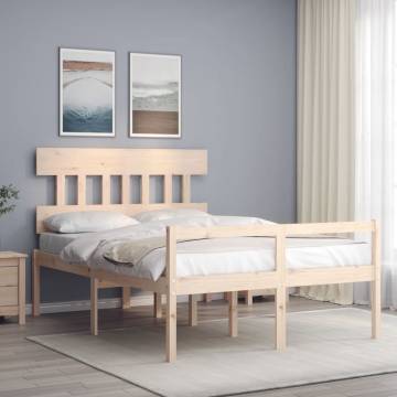 Solid Wood Bed Frame with Headboard 140x200 cm | HipoMarket