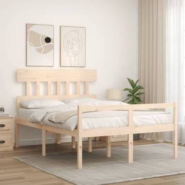 Solid Wood Bed Frame with Headboard 140x200 cm | HipoMarket