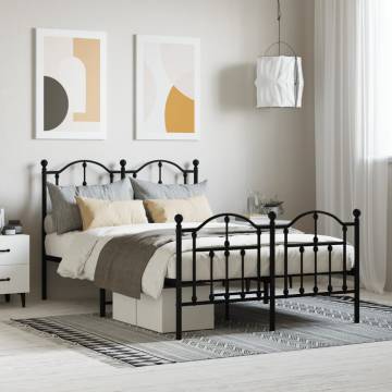 Black Metal Bed Frame with Headboard 120x190 cm Small Double